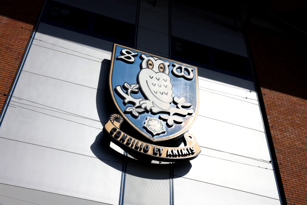 A general view of the Sheffield Wednesday badge on the side of the stadium