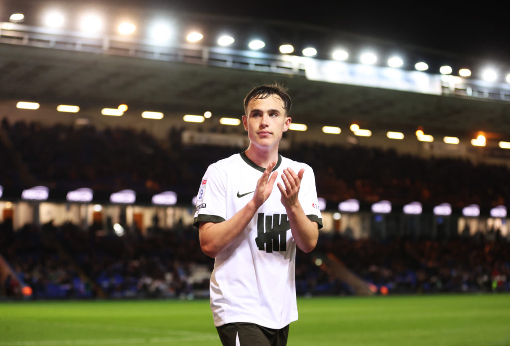 Luke Harris of Birmingham City acknowledges the fans during the Sky Bet League One match between Peterborough United FC and Birmingham City FC