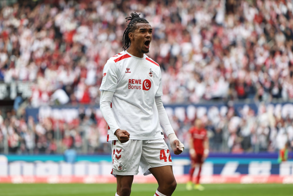 Damion Downs celebrates during 1. FC Köln v 1. FC Kaiserslautern - Second Bundesliga