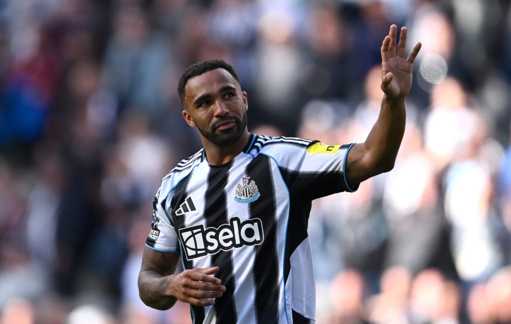 Callum Wilson waves to the Newcastle United fans after their Premier League game vs Everton