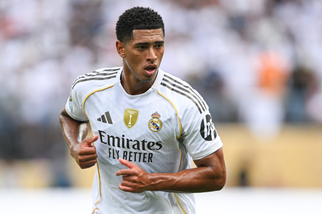 Jude Bellingham of Real Madrid looks on during the FIFA Club World Cup 2025 semi-final match between Paris Saint-Germain and Real Madrid CF.