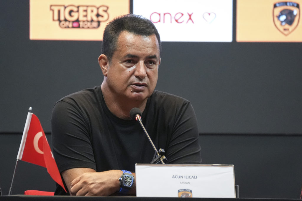 English football club Hull City's chair Acun Ilicali speaks during a press conference