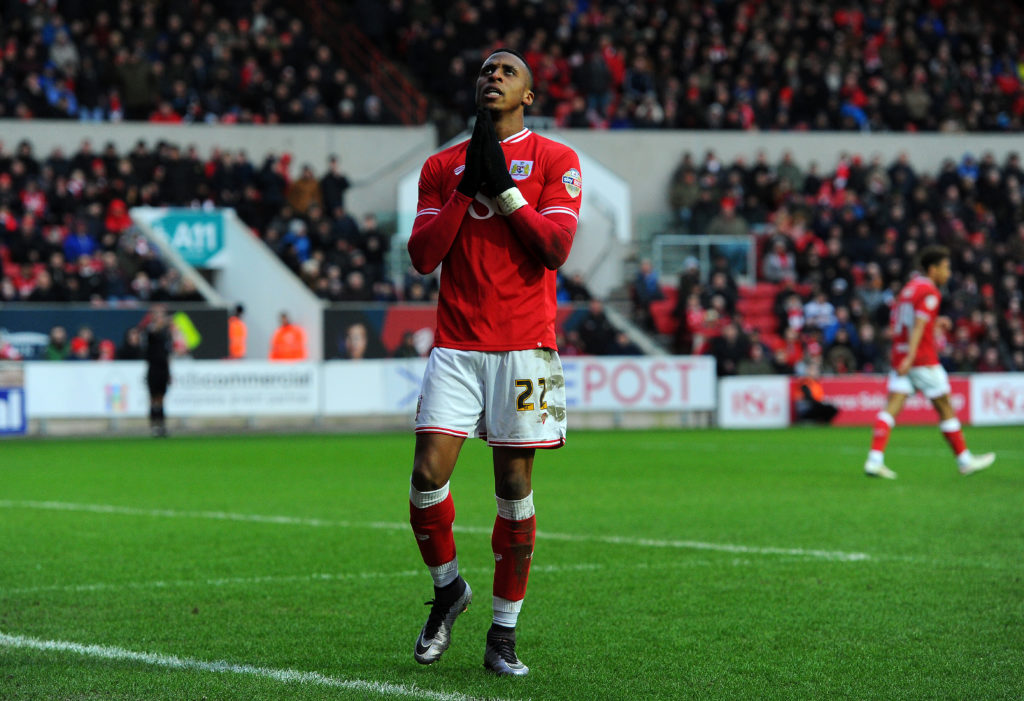 Jonathan Kodjia of Bristol City against Birmingham City.