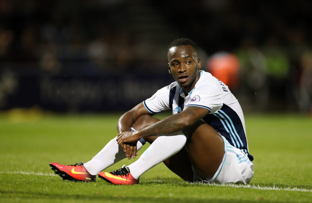 Saido Berahino left dejected on the floor for West Brom against Northampton Town