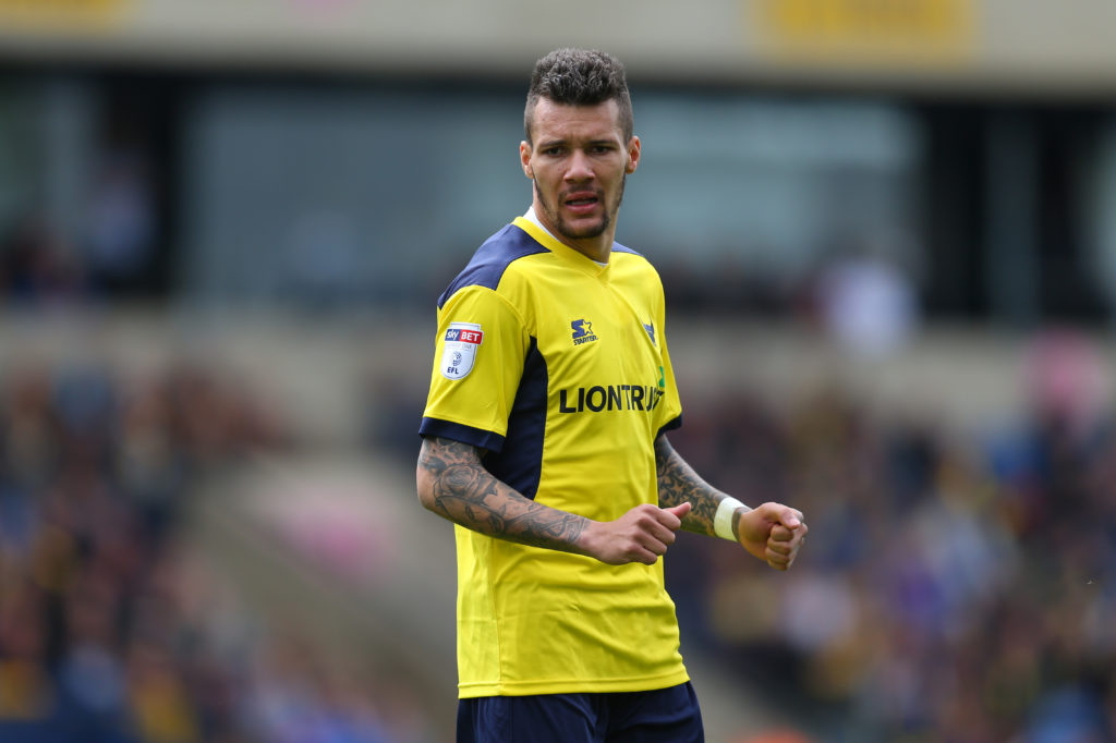 Marvin Johnson playing for Oxford United against Shrewsbury Town