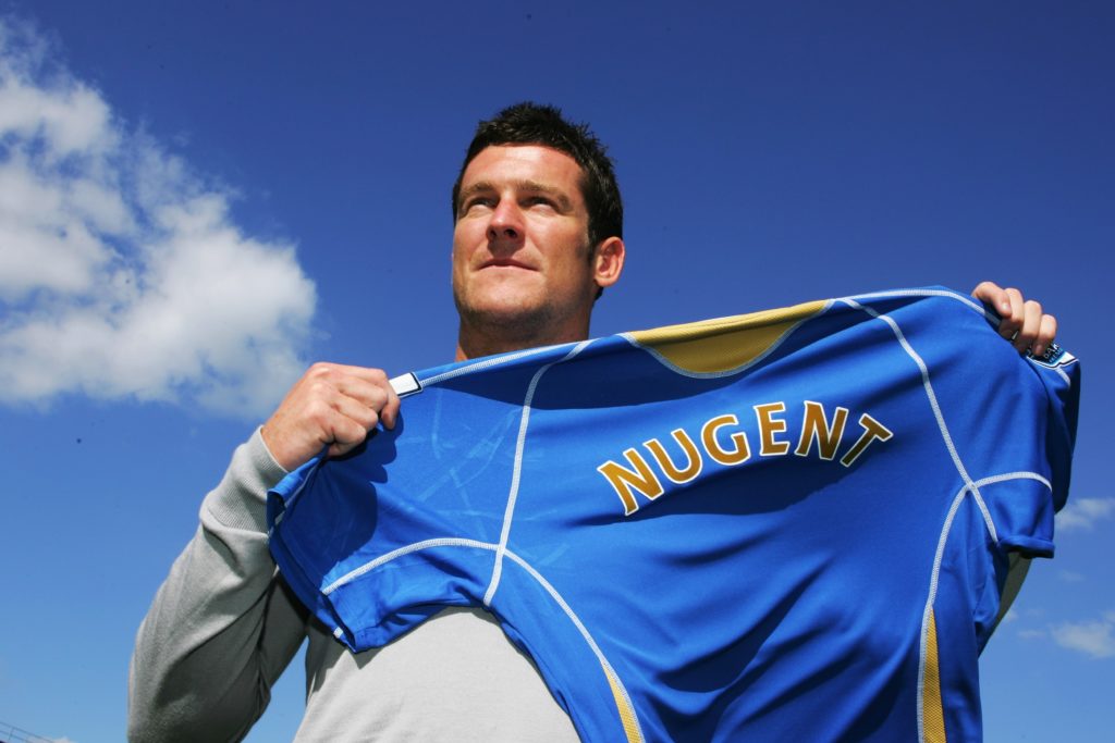 David Nugent being unveiled by Portsmouth