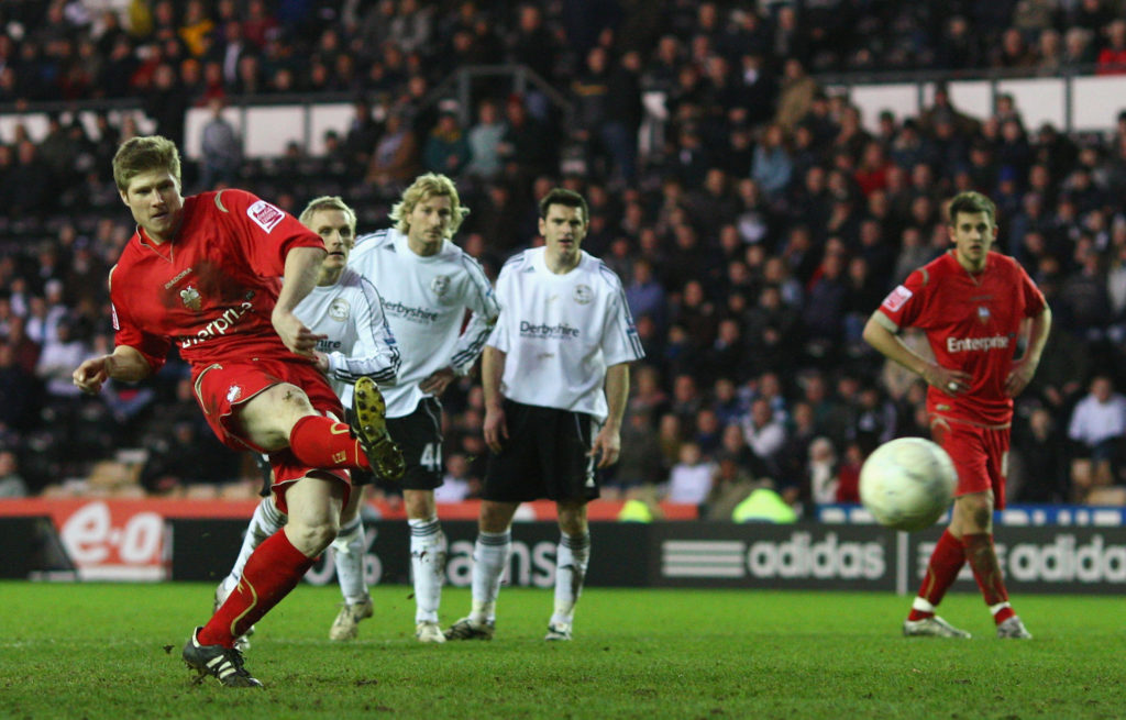 Neil Mellor scoring a goal for Preston against Derby