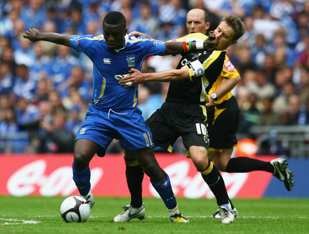 Sulley Muntari in the FA Cup final for Portsmouth against Cardiff City