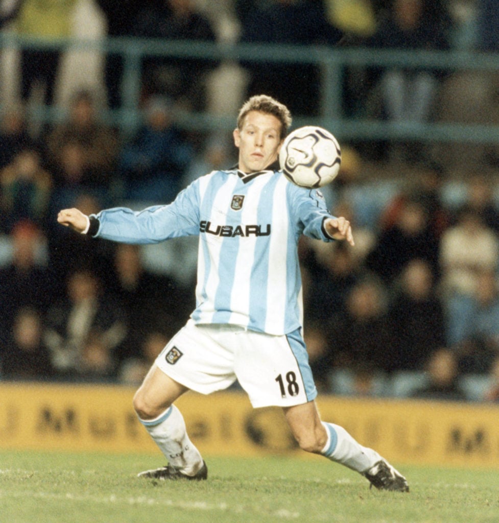 Craig Bellamy playing for Coventry City against Leicester City.