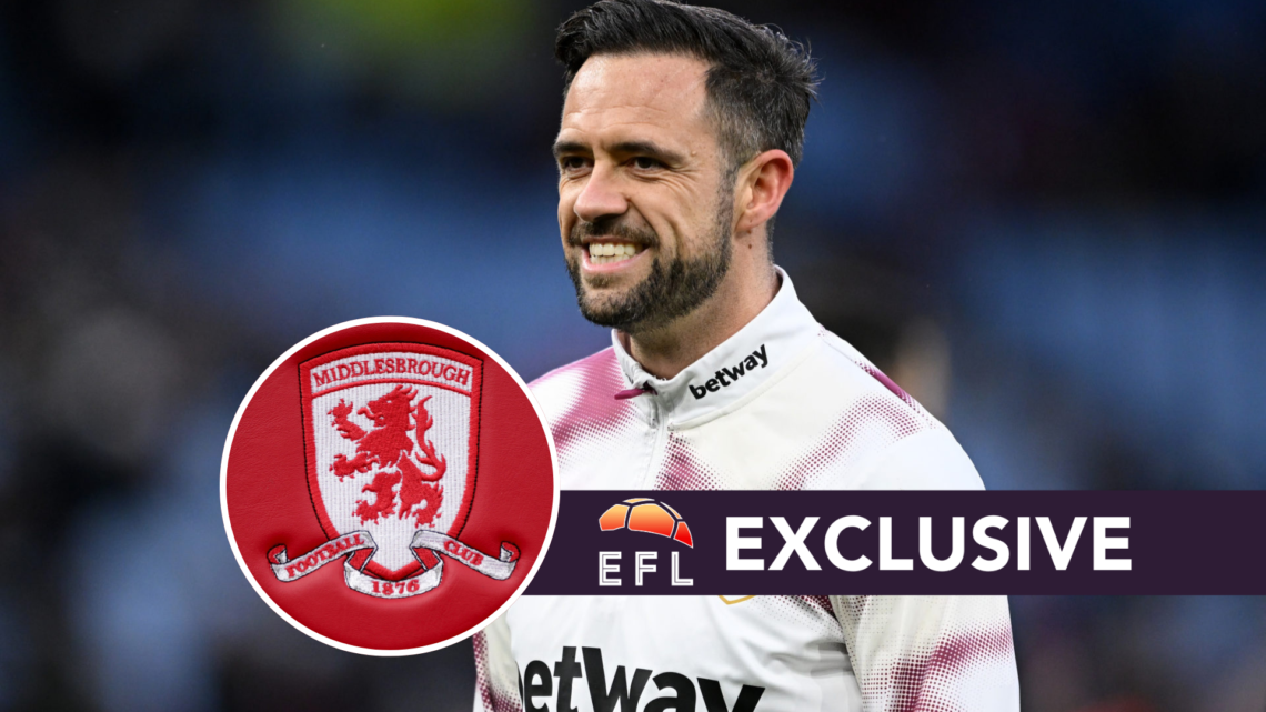 Danny Ings of West Ham United looks on during the warm up prior to the Premier League match between Aston Villa FC and West Ham United. The Middles...