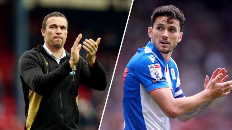 Left, Blackburn Rovers manager Valerien Ismael applauds the fans at the final whistleduring the Sky Bet Championship match between Blackburn Rovers...