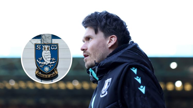 Sheffield Wednesday manager Danny Rohl. Inset, Sheffield Wednesday crest.