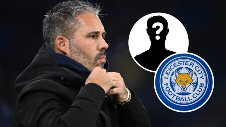 Incoming Leicester City manager Marti Cifuentes. Inset, Leicester City badge and mystery player graphic.