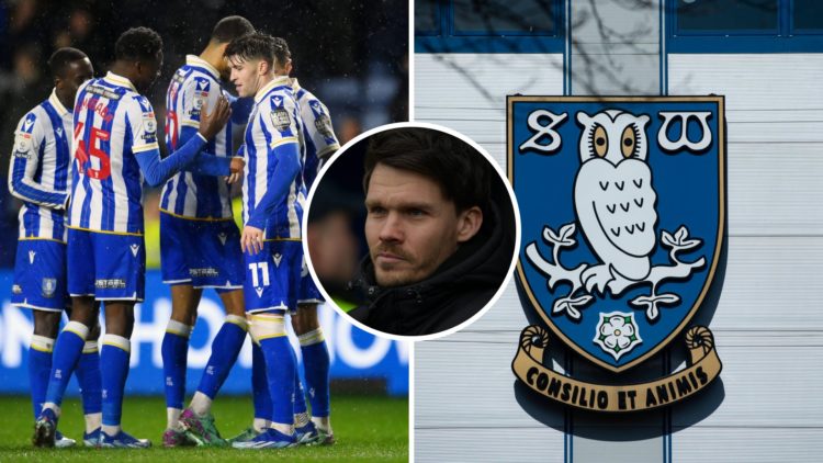 Josh Windass of Sheffield Wednesday celebrates with team mates after scoring their sides third goal during the Sky Bet Championship match between S...