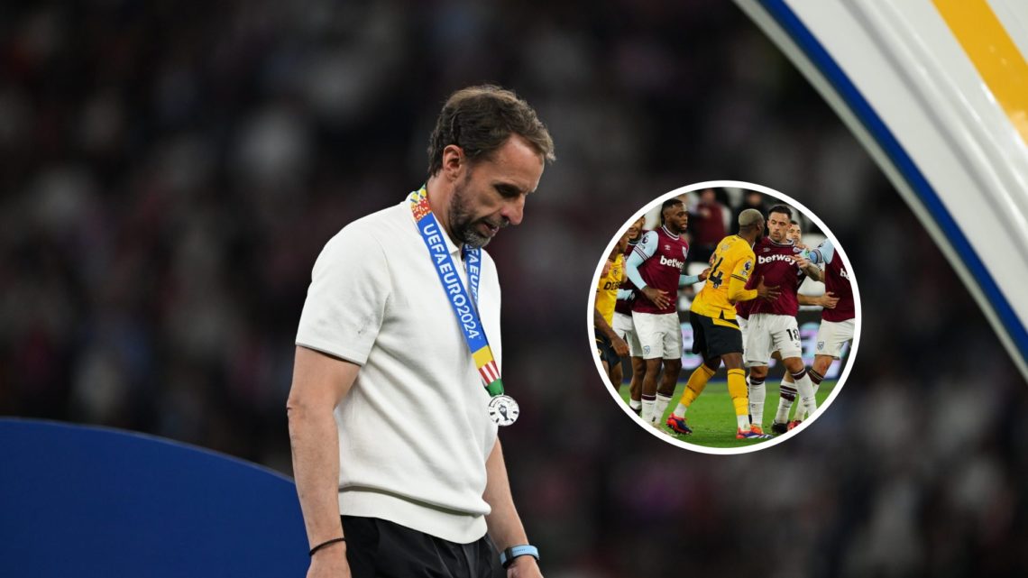An image of Gareth Southgate with an inset of Danny Ings