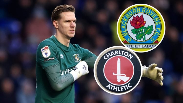 Thomas Kaminski of Luton Town reacts during the Sky Bet Championship match between Sheffield Wednesday and Luton Town, an inset of the Blackburn Ro...