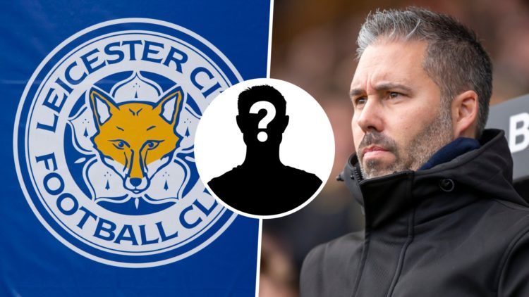Leicester City FC badge and Leicester City manager Marti Cifuentes reacts during time as Queens Park Rangers boss. Overlaid, a mystery Leicester Ci...