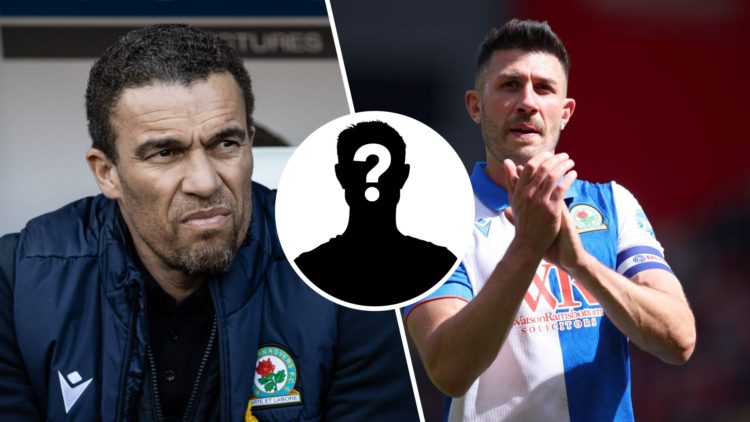 Valérien Ismaël in charge of Blackburn Rovers against Derby County (L). Danny Batth of Blackburn Rovers applauds the fans after the Sky Bet Champio...