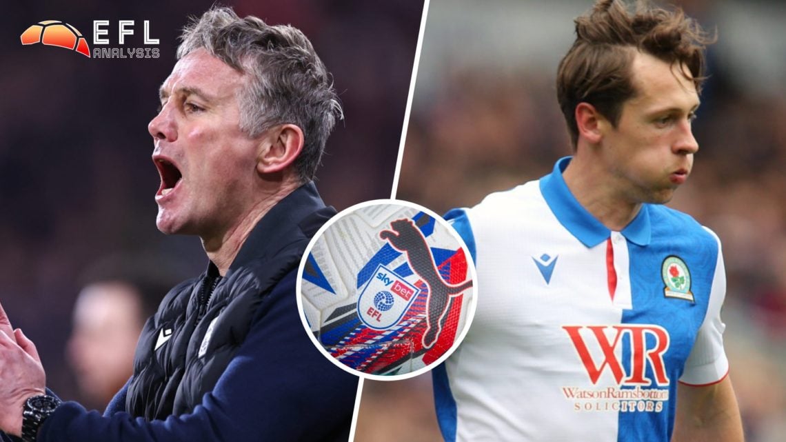 Split image of Wrexham manager Phil Parkinson (L) and Blackburn star Callum Brittain (R). Inset, EFL football.