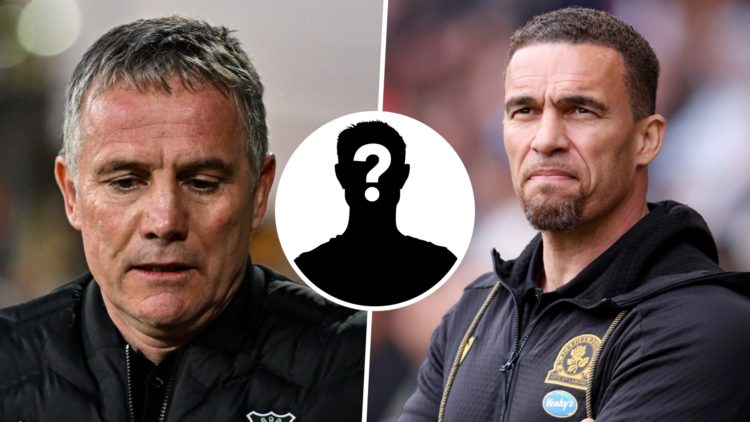 Wrexham FC manager Phil Parkinson and Blackburn Rovers FC head coach Valerien Ismael. Overlaid, a mystery player