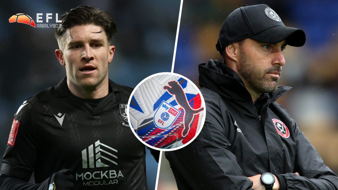 Split image of Josh Windass (L) and Ruben Selles (R) with EFL football logo inset.