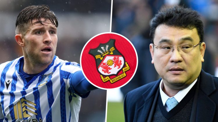 Former Sheffield Wednesday forward Josh Windass and Sheffield Wednesday owner Dejphon Chansiri. Overlaid, the Wrexham FC badge