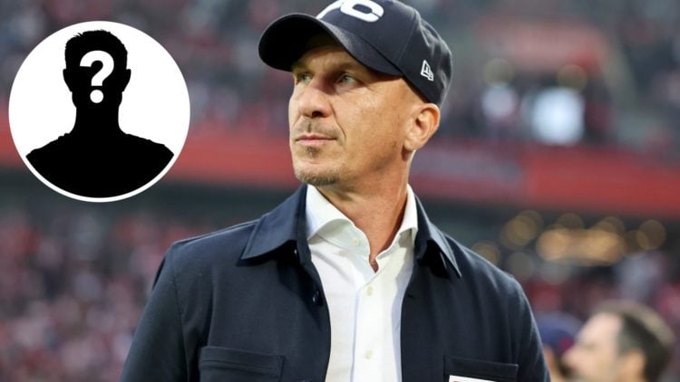 Gerhard Struber during time as manager of FC Koln, an inset of a mystery man