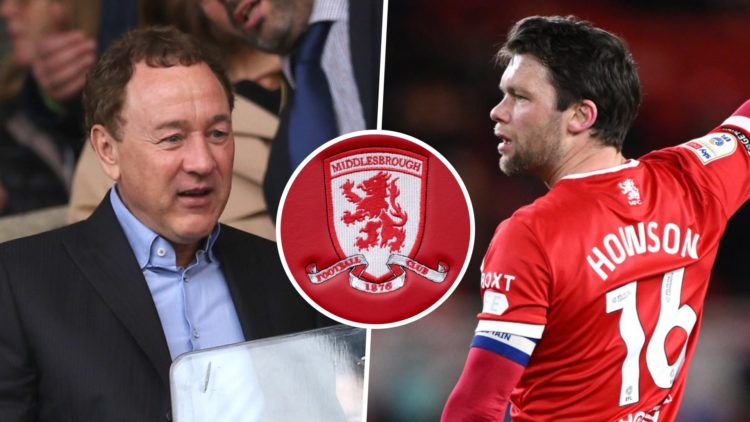 Middlesbrough FC chairman Steve Gibson at the Stadium of Light, and Middlesbrough FC player Jonny Howson during a Championship game. Inset, the Mid...