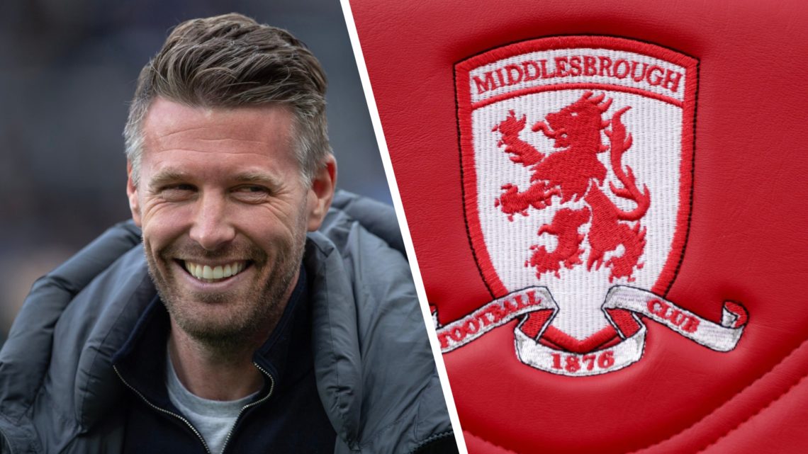 Rob Edwards during Newcastle United v Luton Town - Premier League. Middlesbrough logo on the seats in the dugout during the Premier League match be...