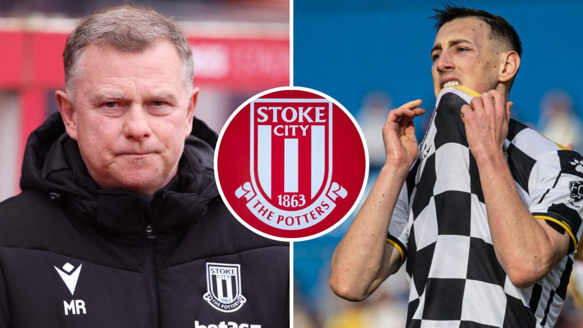 Stoke City FC manager Mark Robins before a Championship game, and new Stoke City signing Robert Bozenik in action for FC Boavista. Inset, the Stoke...