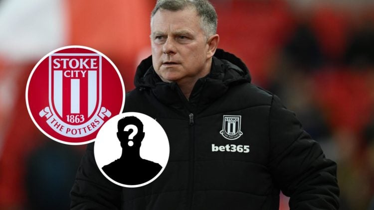 Stoke City manager Mark Robins. Inset, Stoke City badge and mystery graphic.