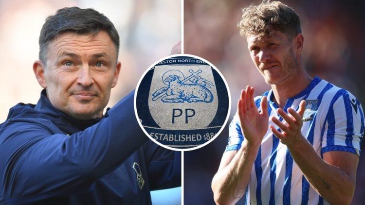 Preston North End manager Paul Heckingbottom applauds fans after a Championship game, and former Sheffield Wednesday FC forward Michael Smith. Inse...