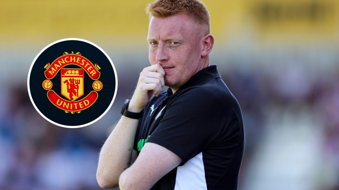 An image of Will Still with an inset of the Manchester United badge
