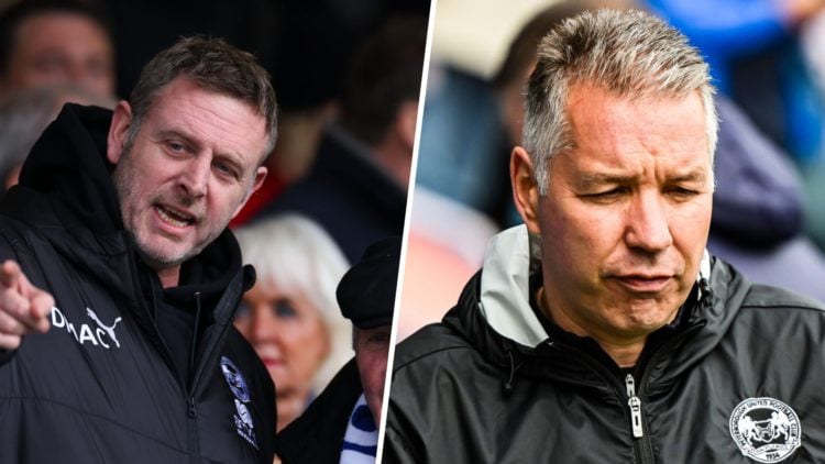 Peterborough United Chairman, Darragh MacAnthony (left), Peterborough United boss Darren Ferguson (right)