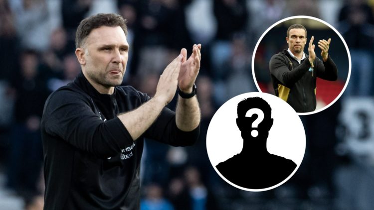 Derby County's manager John Eustace celebrates victory at the end of the match during the Sky Bet Championship match between Derby County FC and Bl...