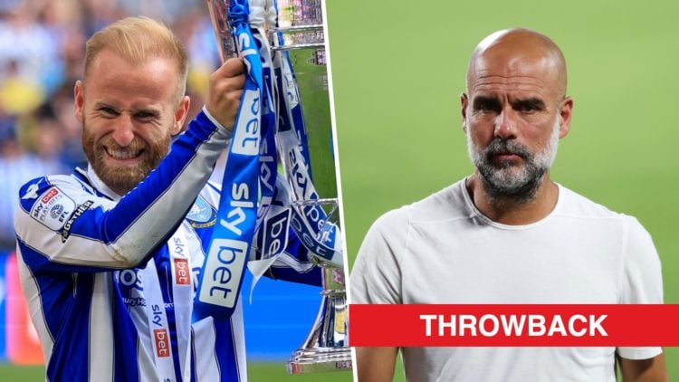 Barry Bannan of Sheffield Wednesday celebrates with the trophy during the Sky Bet League One Play-Off Final. Pep Guardiola, Head Coach of Mancheste...