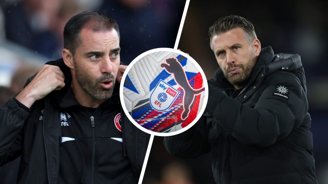 Ruben Selles looks on during Sheffield United vs York City in pre-season. Rob Edwards during Luton Town vs Stoke City. A detailed view of the EFL l...