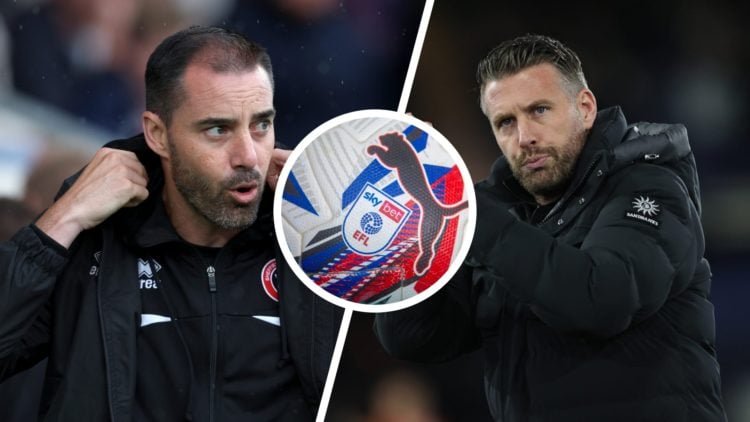 Ruben Selles looks on during Sheffield United vs York City in pre-season. Rob Edwards during Luton Town vs Stoke City. A detailed view of the EFL l...