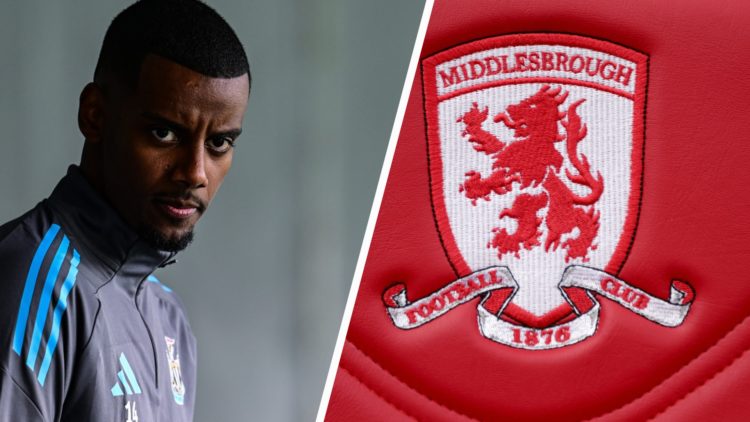 Alexander Isak during the pre-season training camp at FC Seefelder Plateau. Middlesbrough logo on the seats in the dugout during the Premier League...