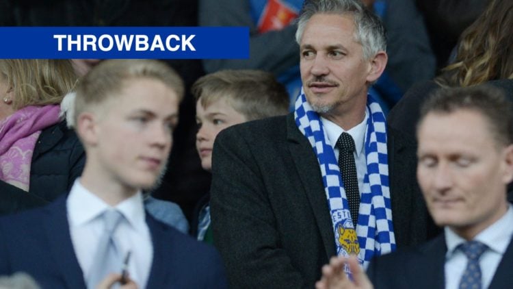 Gary Lineker attends the Premier League match between Manchester United and Leicester City