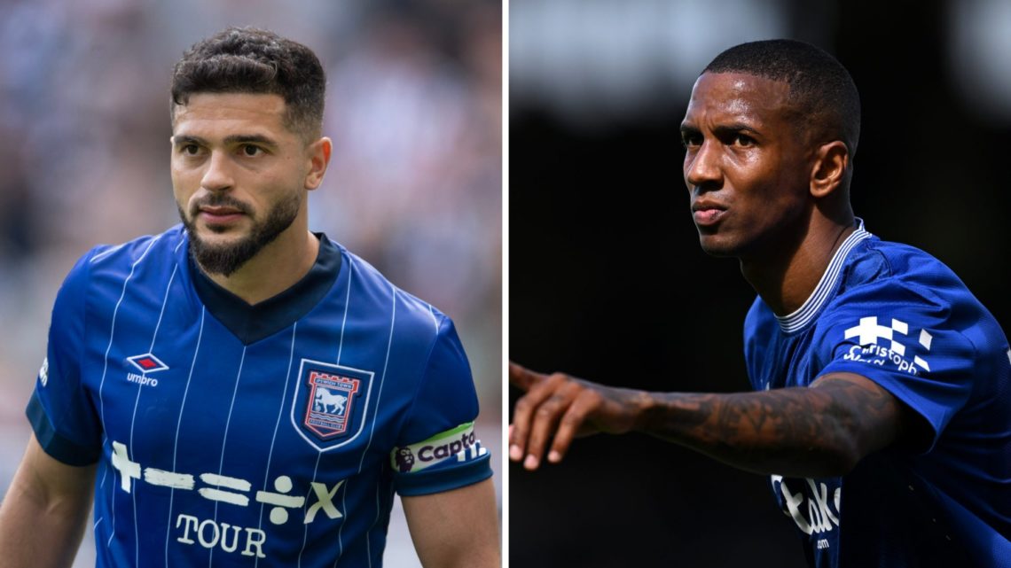 Sam Morsy of Ipswich Town during the Premier League match between Newcastle United FC and Ipswich Town FC (L), Ashley Young of Everton during the P...