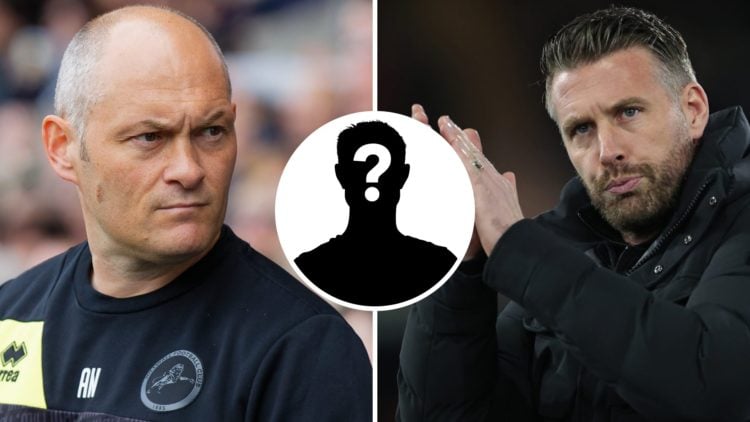 Millwall FC manager Alex Neil before a Championship game, and Middlesbrough FC manager Rob Edwards during time as Luton Town FC manager. Inset, a m...