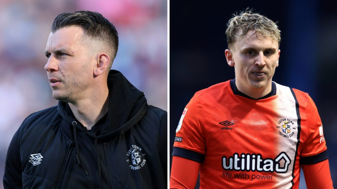 Matt Bloomfield the manager of Luton Town looks on prior to the Sky Bet Championship match between Burnley FC and Luton Town FC (L). Alfie Doughty ...