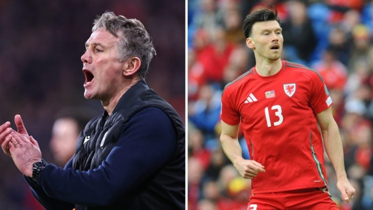 Phil Parkinson manager / head coach of Wrexham during the Sky Bet League One match between Huddersfield Town AFC and Wrexham AFC (L), Kieffer Moore...