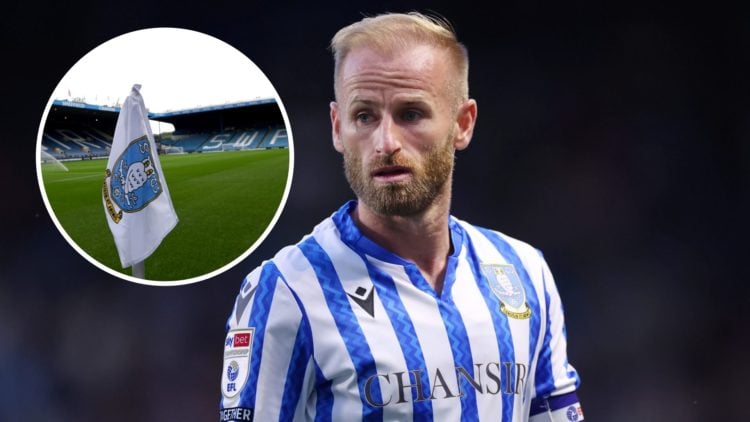 Sheffield Wednesday FC midfielder Barry Bannan during a Championship game. Inset, the Sheffield Wednesday FC on a corner flag at Hillsborough Stadium