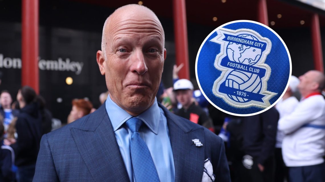 Tom Wagner ahead of Birmingham City v Peterborough United: Vertu EFL Trophy Final. A detailed view of a Birmingham City crest is seen prior to the ...