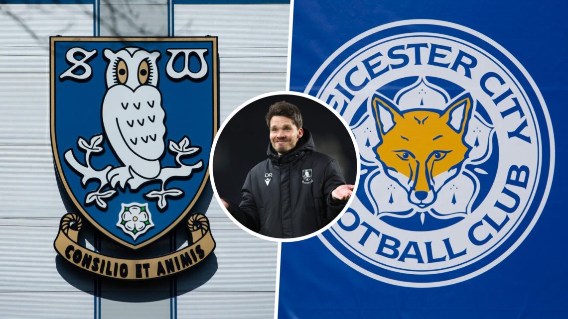 Leicester City FC and Sheffield Wednesday FC badges. Inset, Sheffield Wednesday FC head coach Danny Rohl
