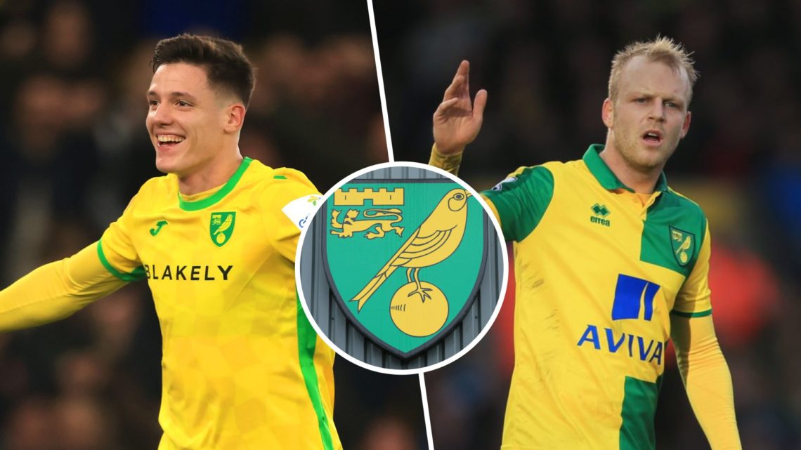 Split image of Ante Crnac (L) and Steven Naismith (R) with Norwich City badge inset.