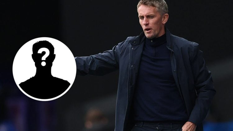 Kieran McKenna, Manager of Ipswich Town points outwards. Inset, Mystery Player