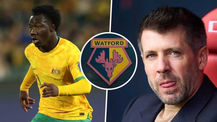 New Watford signing Nestroy Irankunda in action for Australia, and Watford manager Paulo Pezzolano reacts during time as Real Vallodolid boss. Over...